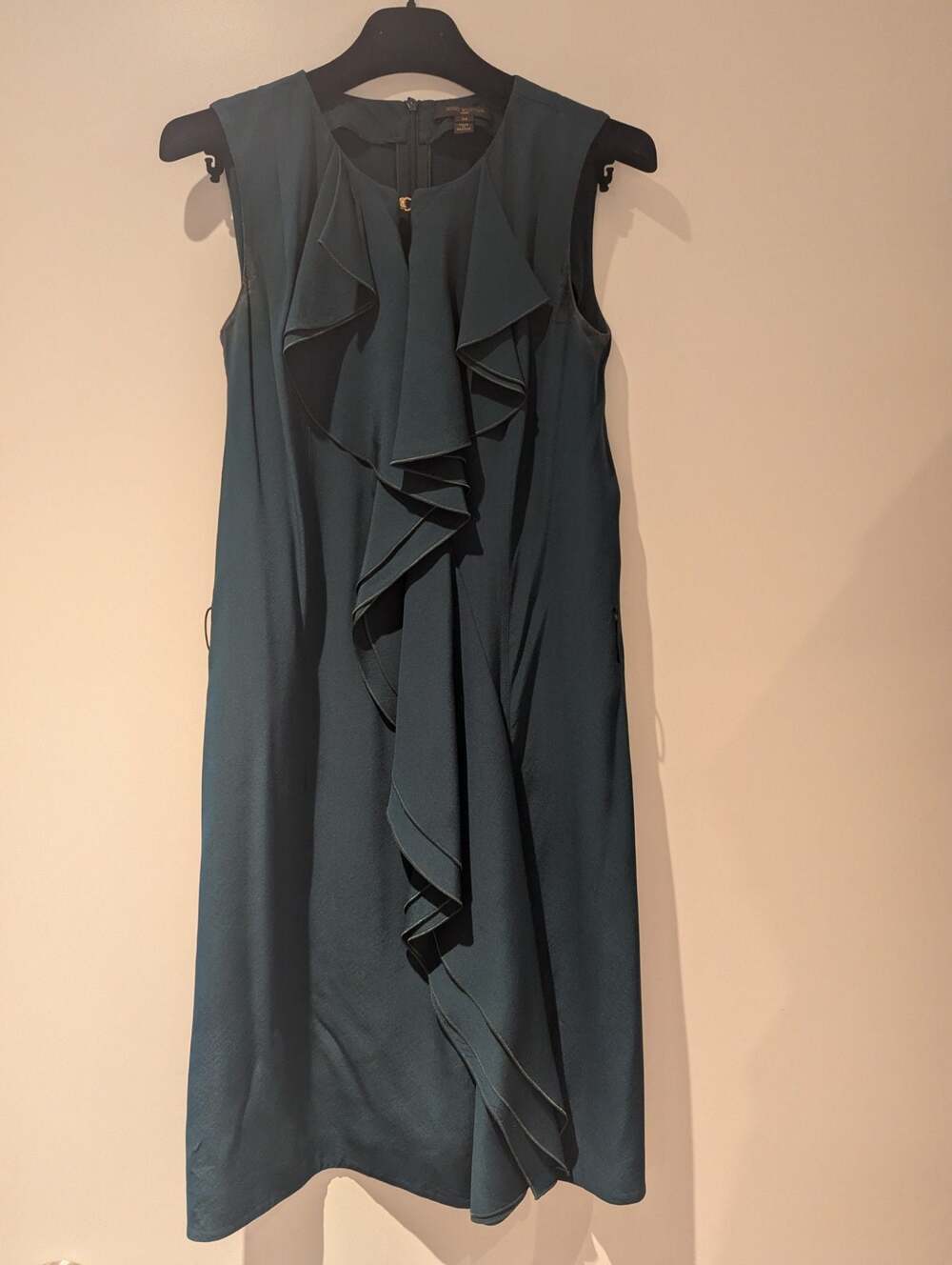 Louis Vuitton Teal Ruffle Front Sleeveless Dress